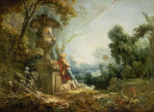 Francois Boucher Pastorale ou Jeune berger dans un paysage